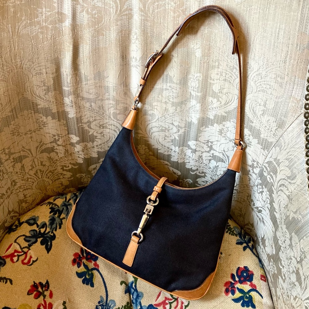 Vintage Coach 8318 Denim Vachetta Slim Mini Hobo “Girlie”